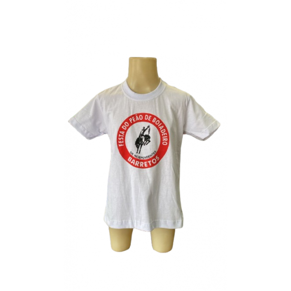 CAMISETA INF. LOGO ROSETA OFICIAL FESTA DO PEÃO DE BARRETOS / 2 / BRANCA