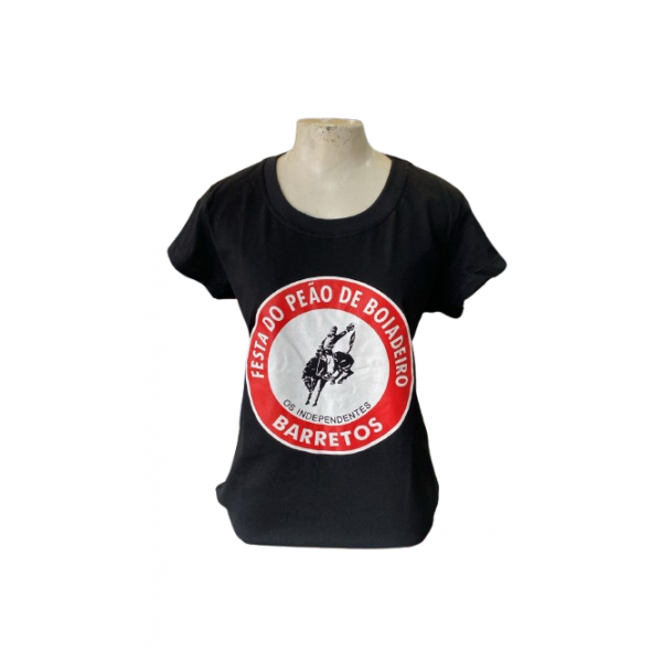 CAMISETA FEM. OFICIAL FESTA DO PEÃO DE BARRETOS / M / PRETA