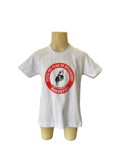 CAMISETA INF. LOGO ROSETA OFICIAL FESTA DO PEÃO DE BARRETOS / 2 / BRANCA