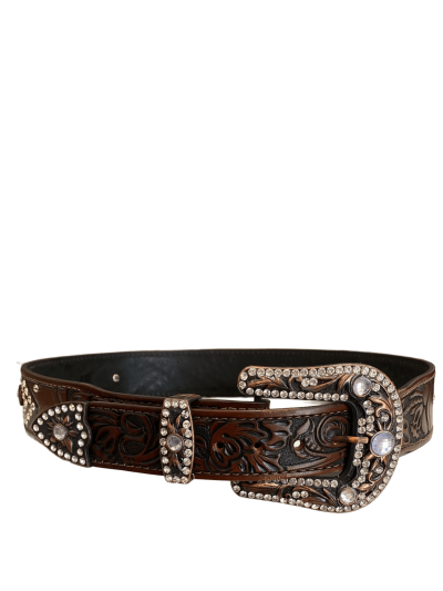 CINTO FEMININO C/ STRASS COURO 110CM