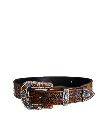 CINTO FEMININO C/ STRASS COURO 115CM-AZUL ROYAL