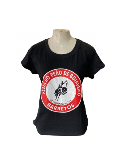 CAMISETA FEM. OFICIAL FESTA DO PEÃO DE BARRETOS / M / PRETA